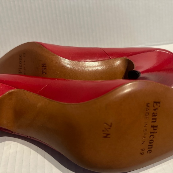 Vintage Evan PICONE shoes 7.5N red heels - Picture 4 of 7